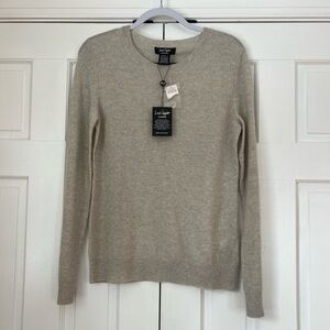 NWT Lord & Taylor Light Gray Cashmere Crewneck Sweater